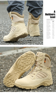 أحذية جيش جلدية بنية عسكرية قتالية للحلوى التكتيكية